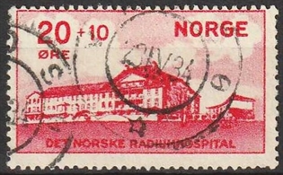 FRIMÆRKER NORGE | 1931 - AFA 162 - Hjælpemærke for Radiumfonden. - 20+10 øre rød - Stemplet